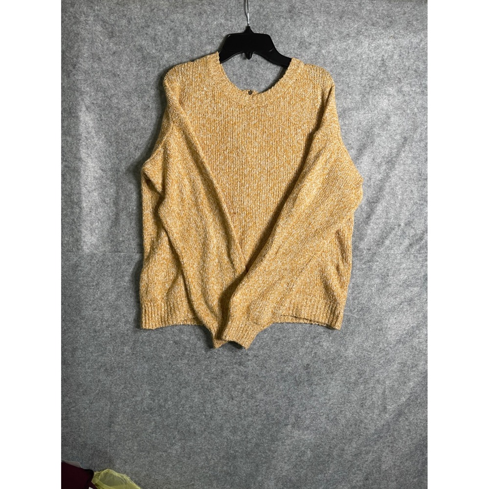 Abercrombie & Fitch Mustard Yellow Marled Knit Back Zip Sweater Womens Medium - Picture 2 of 14